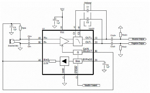 st ts472非常低噪音麦克风前置放大方案